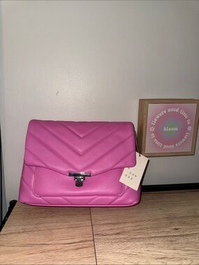 NWT Quilted Chevron Pink Shoulder Bag